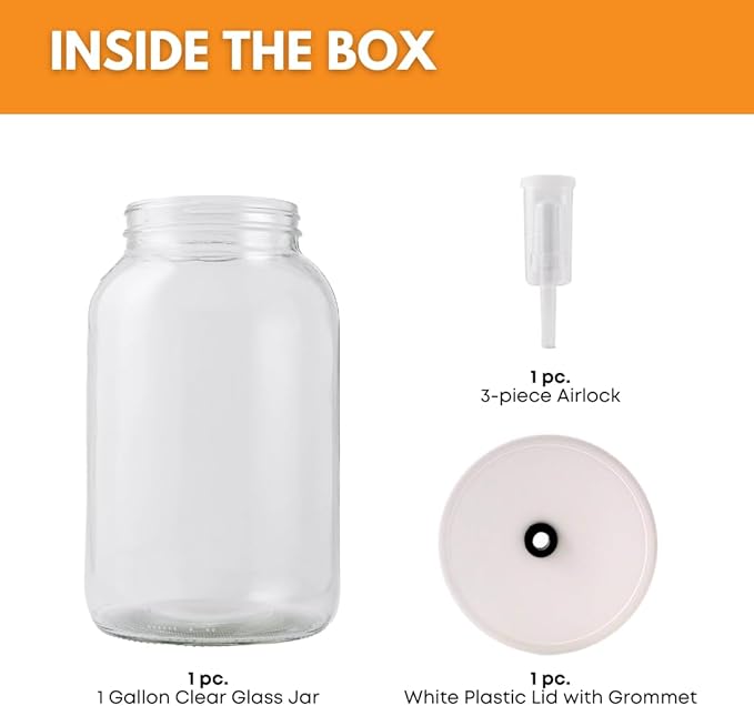 1 Gallon Fermentation Jar with Lid and Airlock