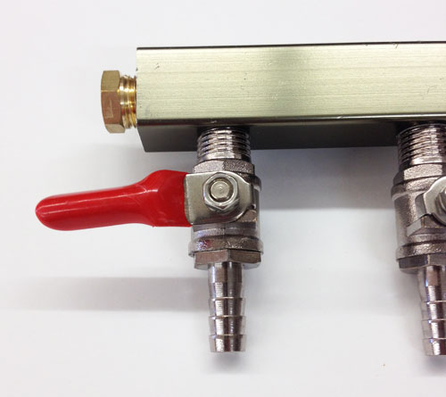 CO2 Distributor - Brass/Chrome  2, 3 and 4 Ways Gas Manifolds