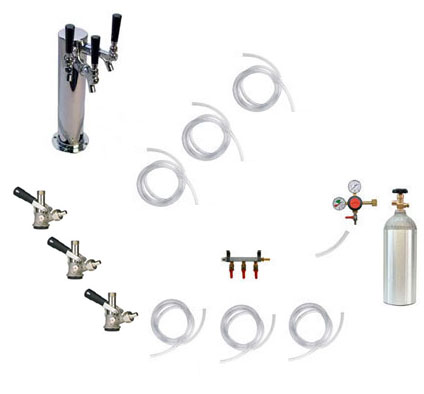 Commercial Tower Mount Kegerator 1 - 3 Faucet Set-Up
