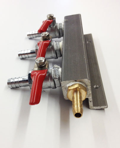 CO2 Distributor - Brass/Chrome  2, 3 and 4 Ways Gas Manifolds
