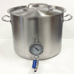8 Gallon Stainless Steel Kettle with Tri-Clad Bottom & Welded Ports for Valve & Thermometer