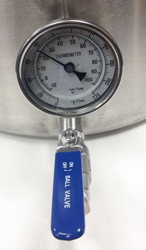 8 Gallon Stainless Steel Kettle with Tri-Clad Bottom & Welded Ports for Valve & Thermometer