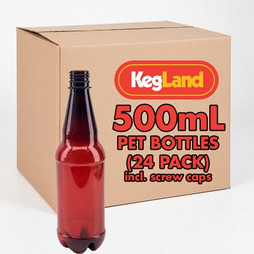 PET Beer Bottles | Plastic Reusable Bottles | Reusable Screw Caps Included | 16.9 oz | 500mL | Case of 24
