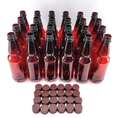 PET Beer Bottles | Plastic Reusable Bottles | Reusable Screw Caps Included | 16.9 oz | 500mL | Case of 24