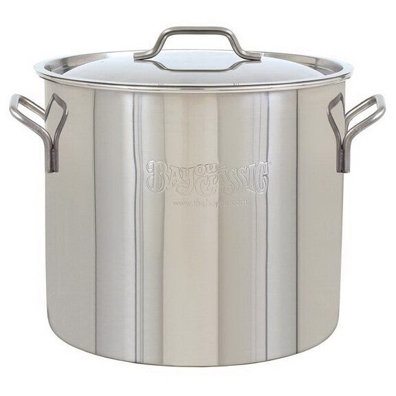 Bayou Classic 20qt Stainless  Premium Stockpot Features  Welded Handles  Domed Lid