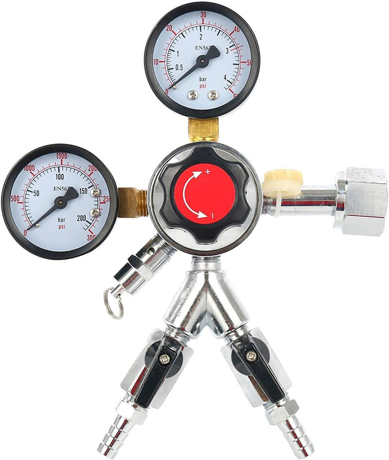 LTB Dual Product Premium Dual Gauge Co2 Beer Regulator, Chrome, Home Brewing Two Product Keg Kegerator CO2 Regulator -Y Style