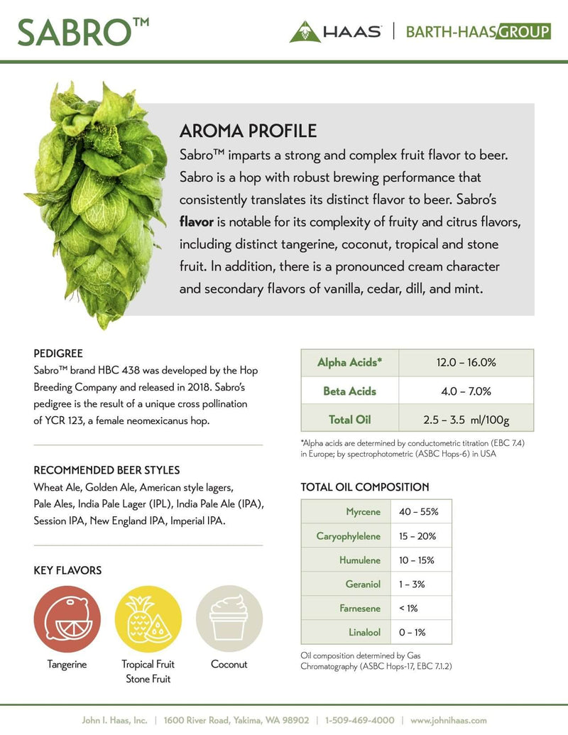 Sabro Hops - 1 oz pellets