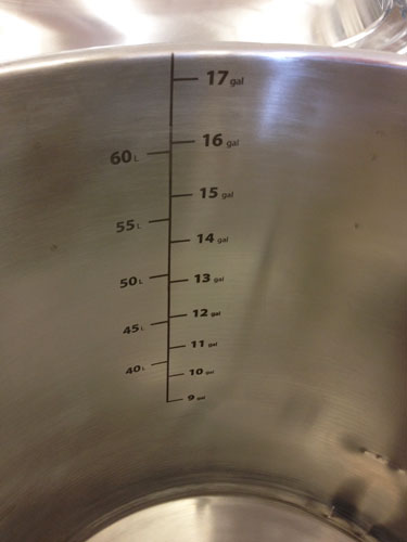 Calibrated to 17 gallons