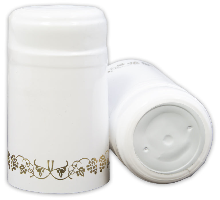 WHITE/GOLD GRAPES PVC SHRINK CAPSULES 30/BAG