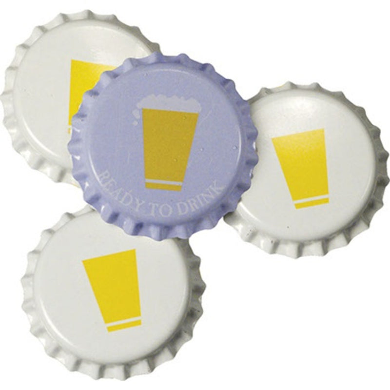 White with "Ready to Drink" Beer mug Crown Caps  Pack of 50